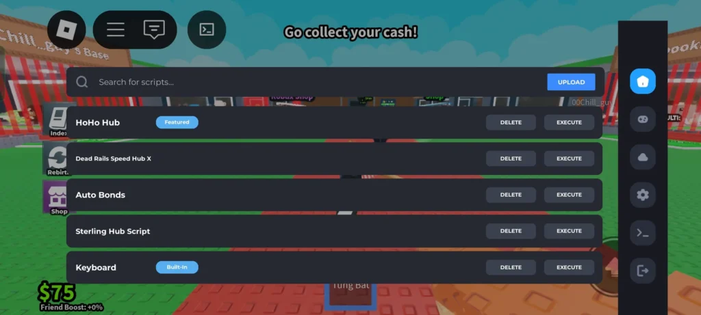 Steal a Brainrot gameplay screenshot showing a player using a power-up.