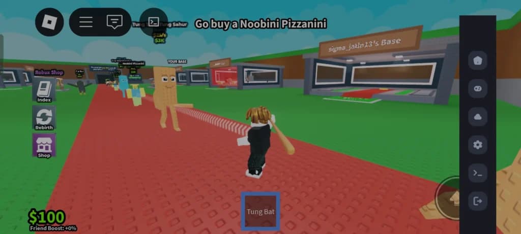 Steal a Brainrot gameplay screenshot showing the leaderboard.